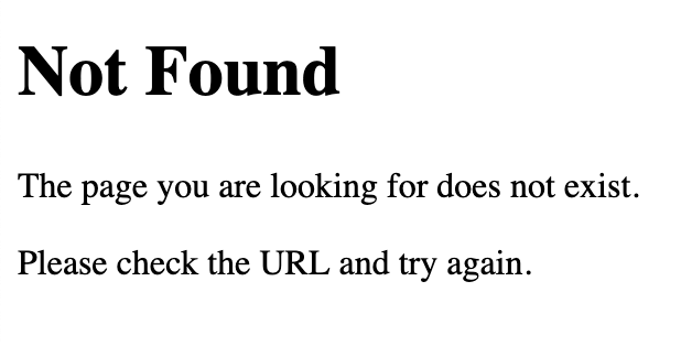 An empty page with a not found message